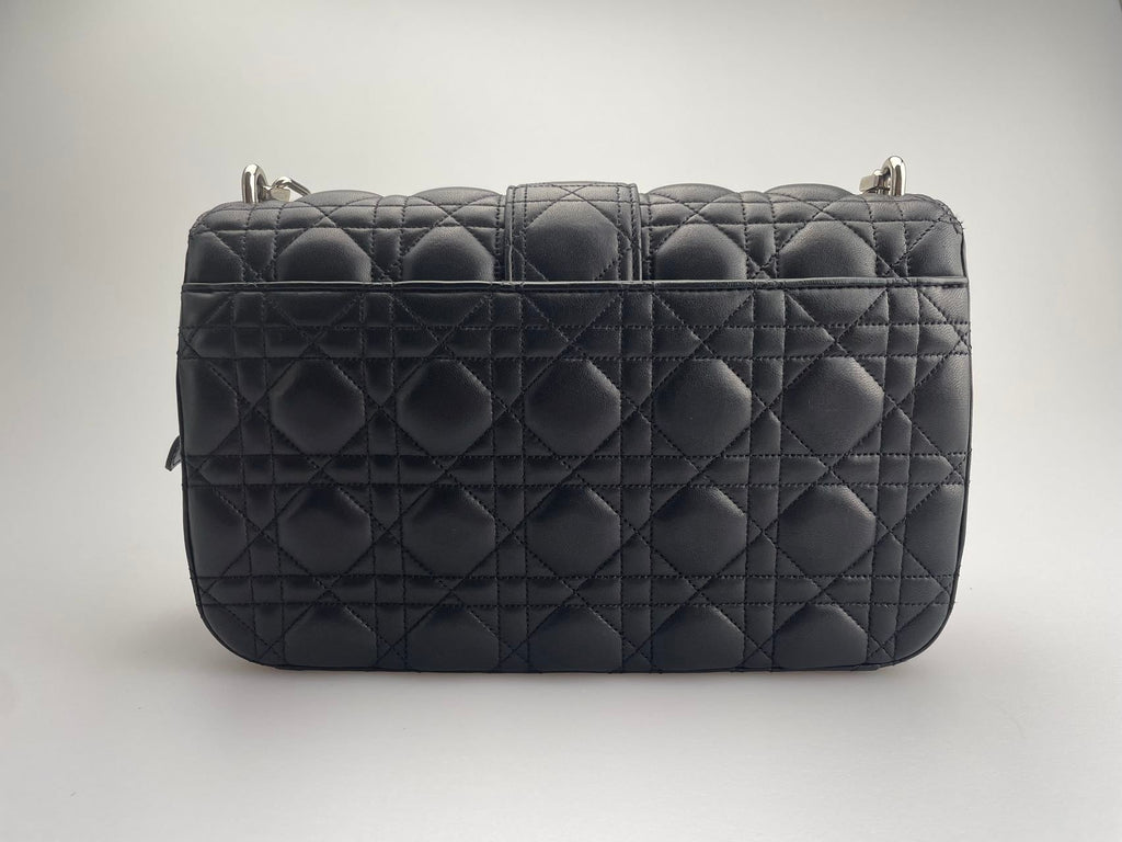 Dior Miss Dior Shoulder Bag in Black Lambskin Leather with Silver Hardware