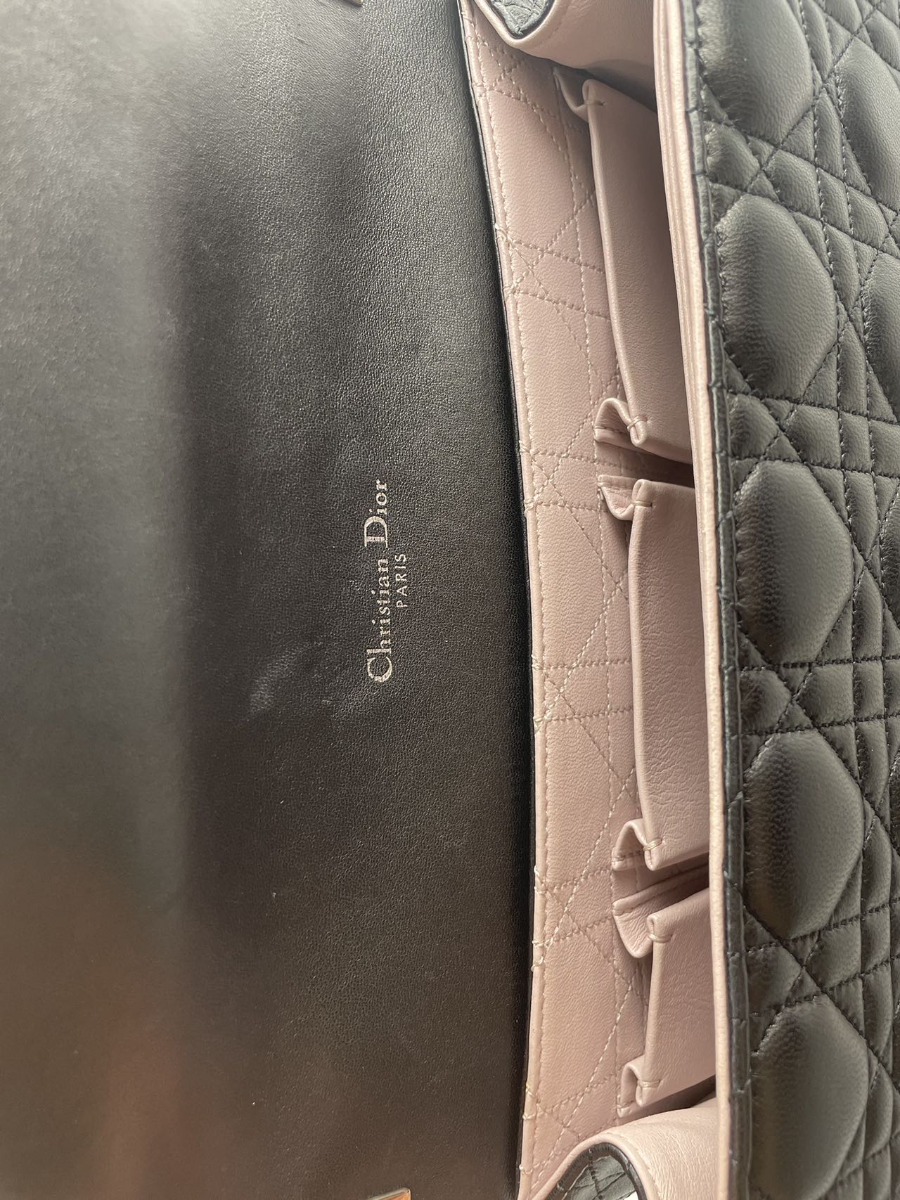 Dior Miss Dior Shoulder Bag in Black Lambskin Leather with Silver Hardware