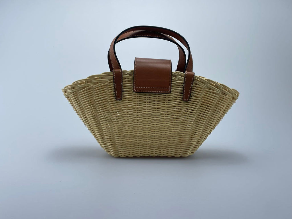Celine Teen Couffin Basket Bag in Wicker and Natural Calfskin