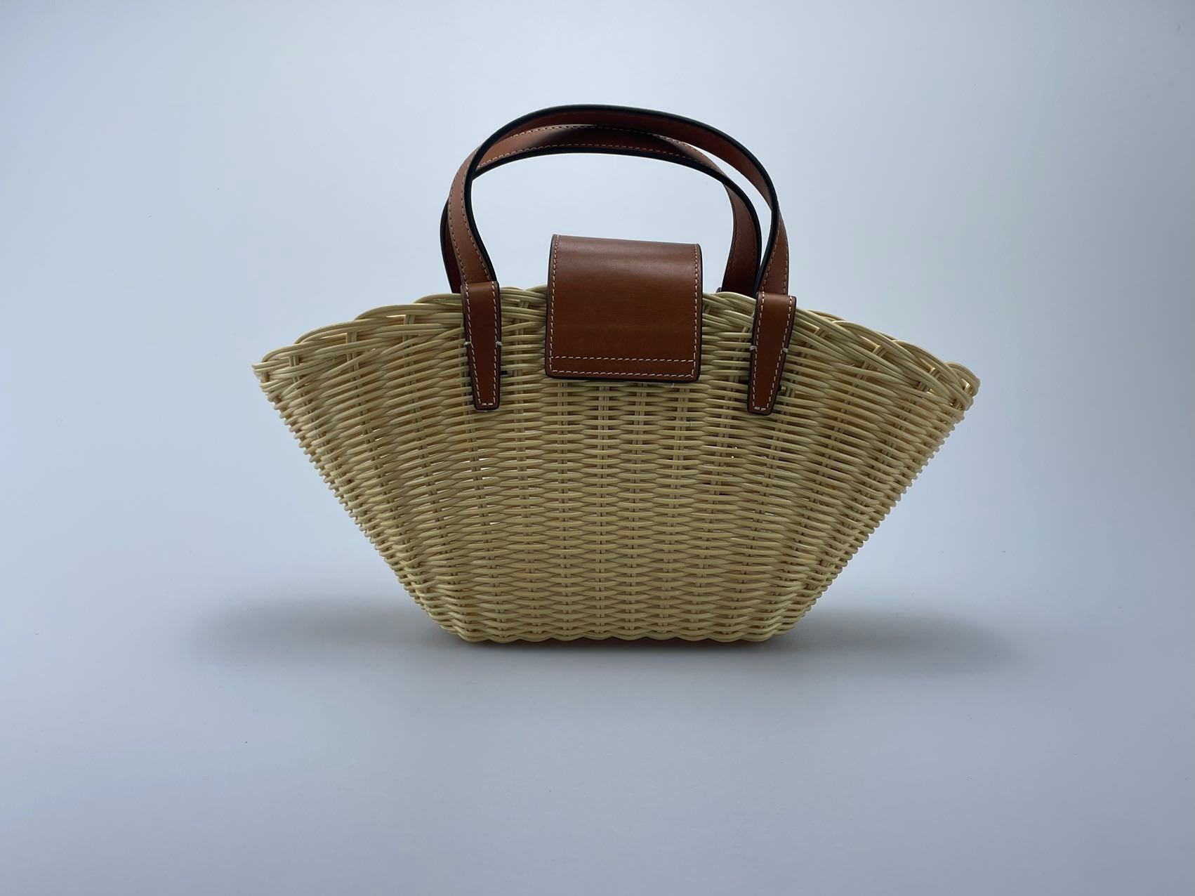 Celine Teen Couffin Basket Bag in Wicker and Natural Calfskin