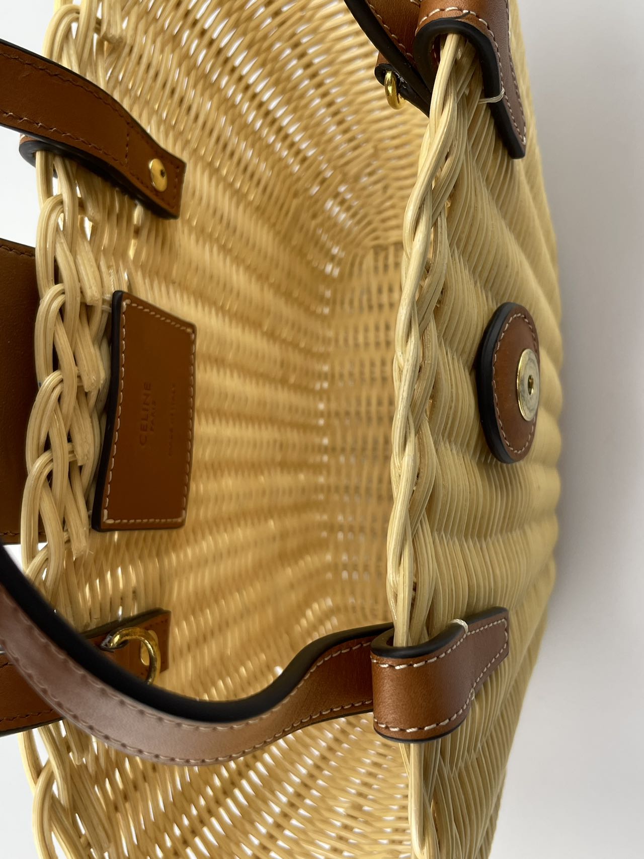 Celine Teen Couffin Basket Bag in Wicker and Natural Calfskin