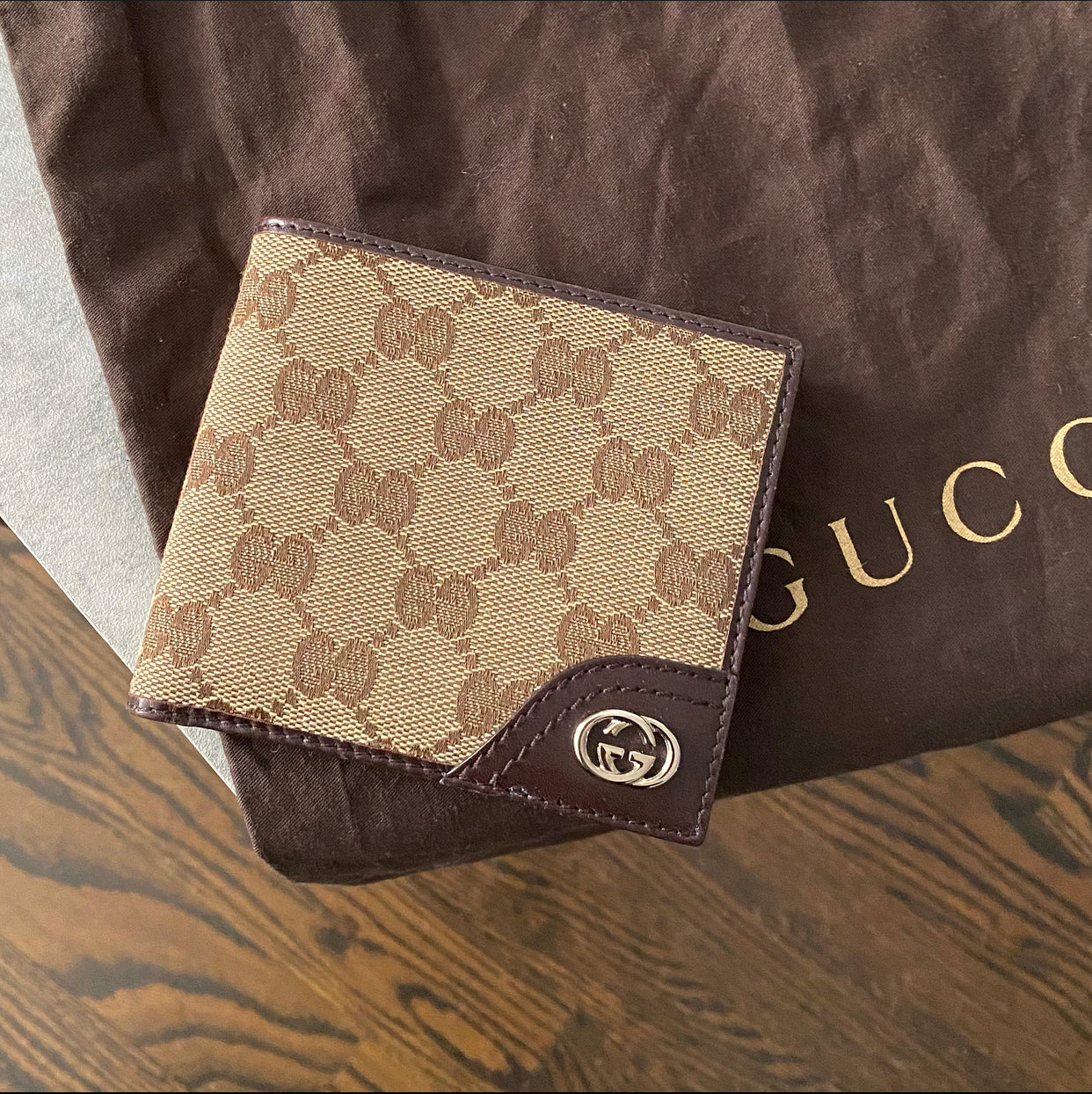 Gucci Brown Monogram Canvas Bifold Wallet
