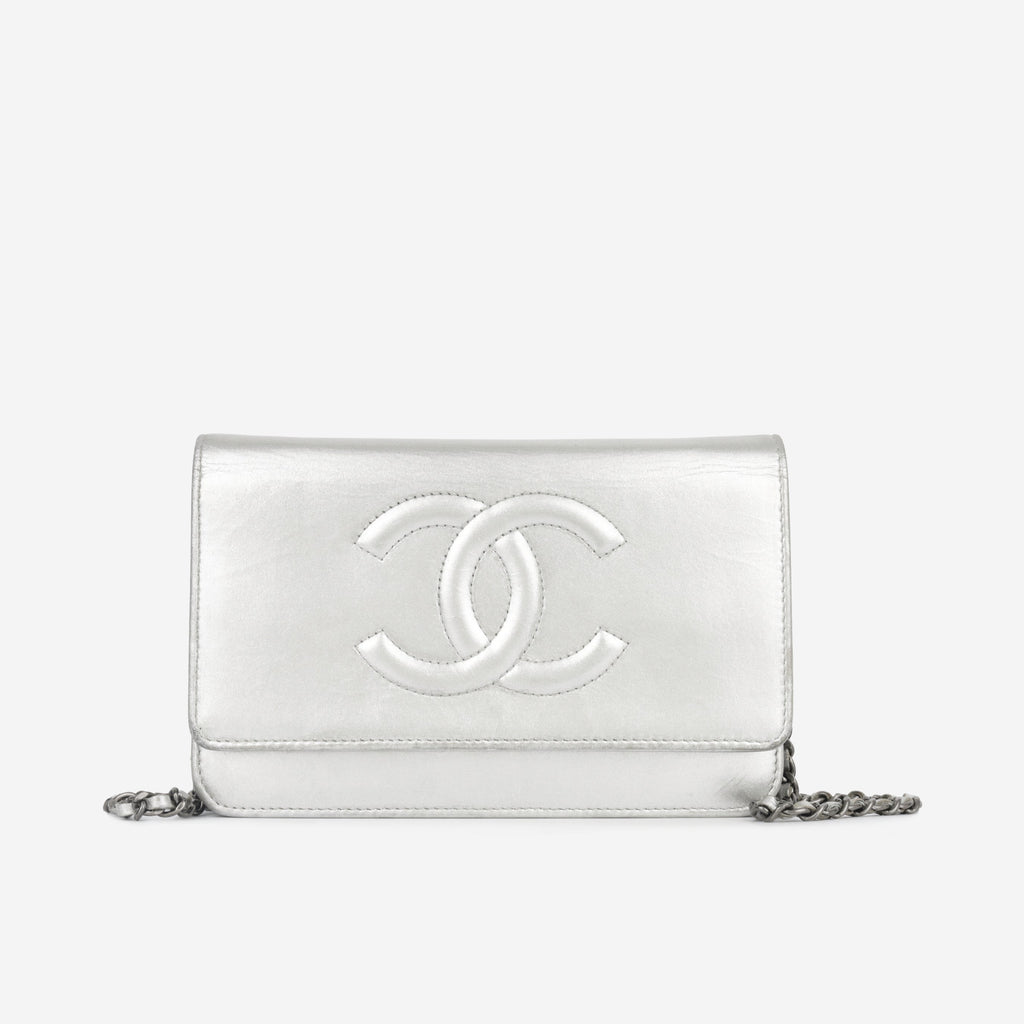 Chanel CC Wallet on Chain - Silver