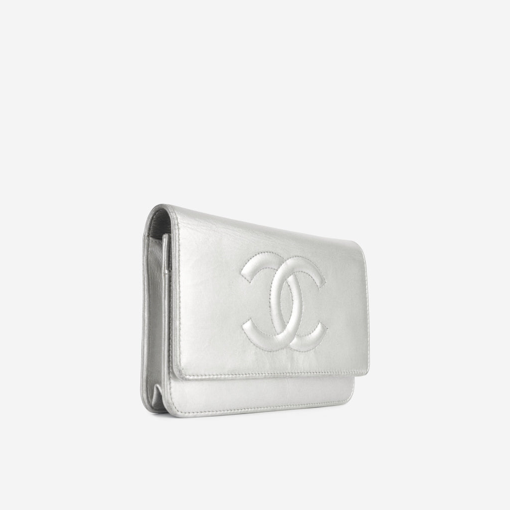 Chanel CC Wallet on Chain - Silver