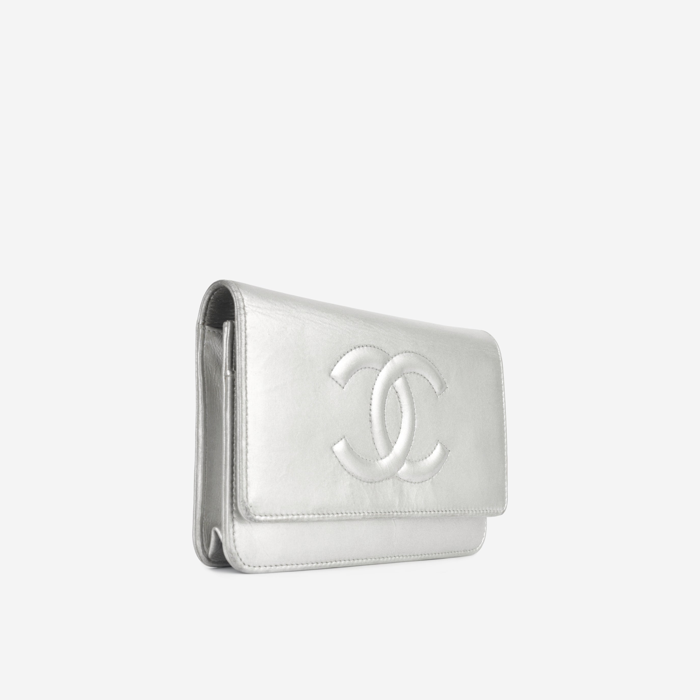 Chanel CC Wallet on Chain - Silver