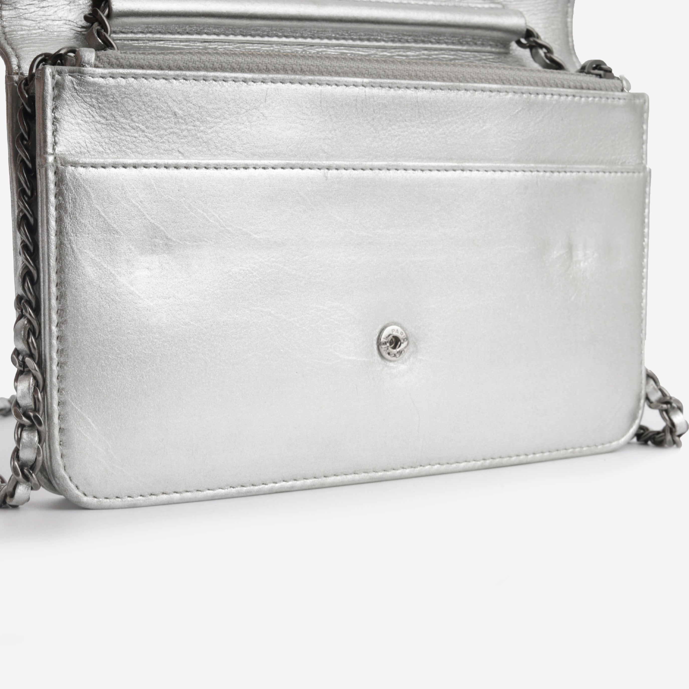 Chanel CC Wallet on Chain - Silver