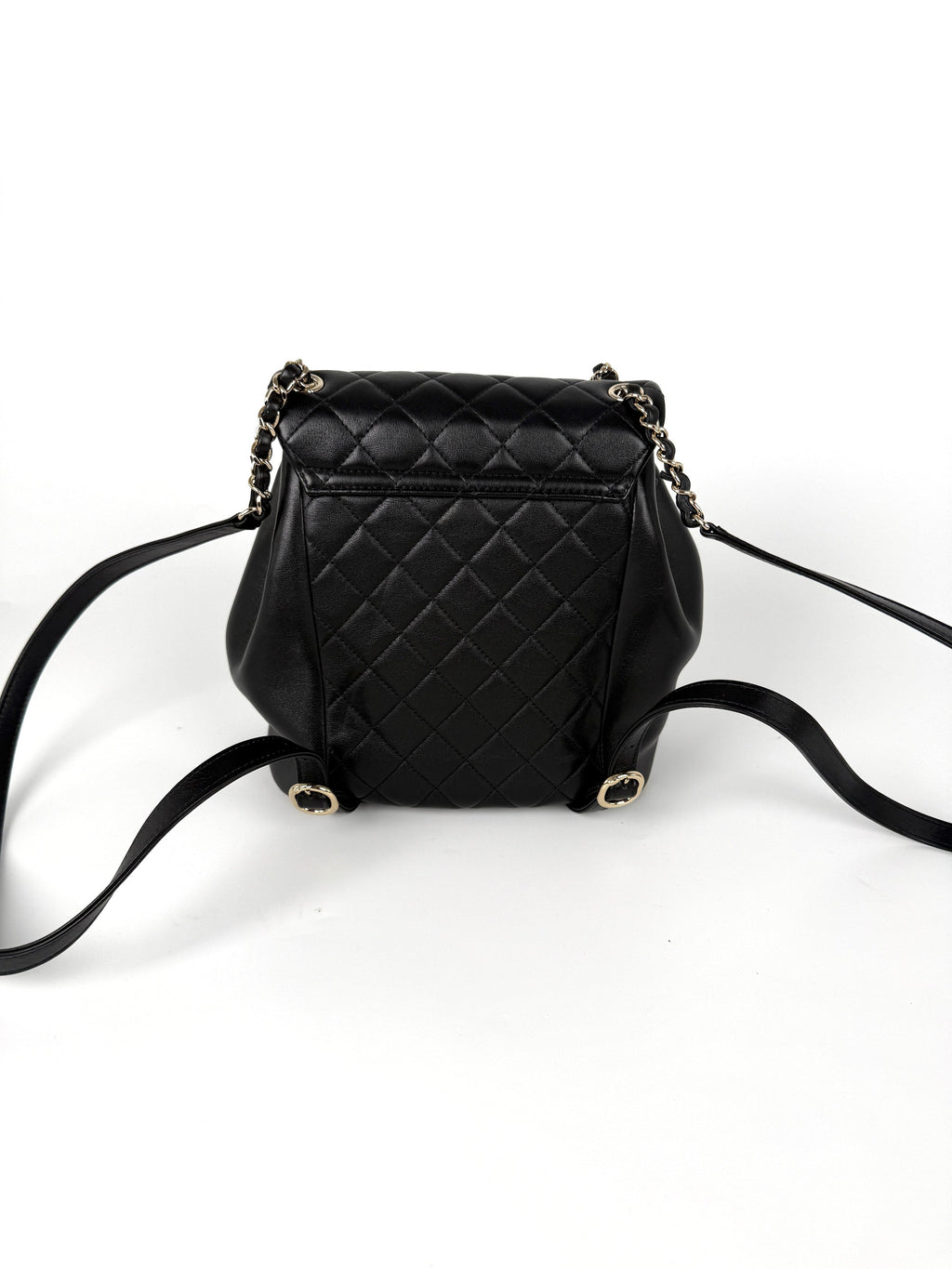 CHANEL Small Duma Black Quilted CC Leather Drawstring Backpack Bag
