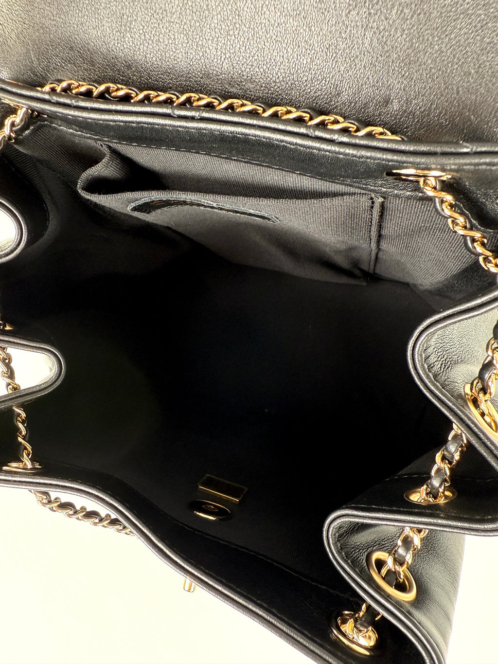 CHANEL Small Duma Black Quilted CC Leather Drawstring Backpack Bag