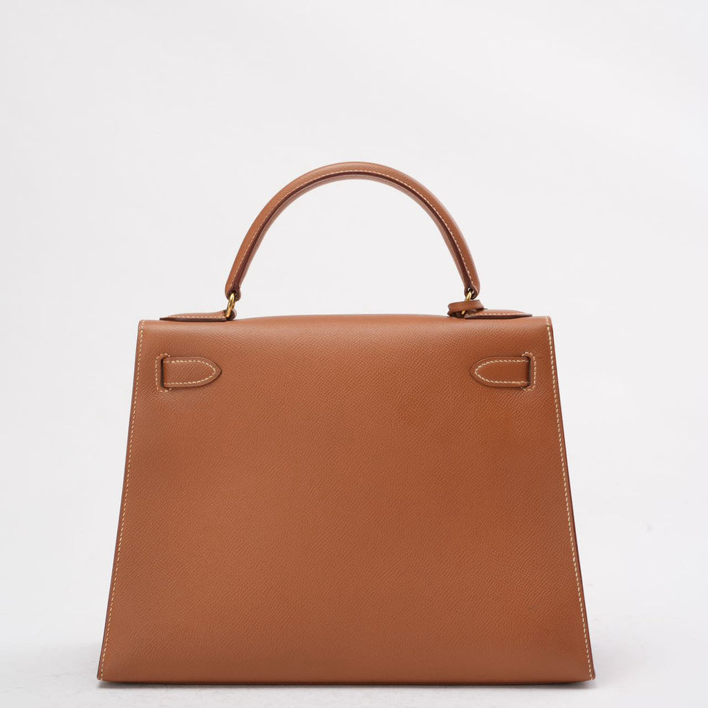 Hermès Vintage Gold Kelly Sellier 28 Epsom N Circle 1984