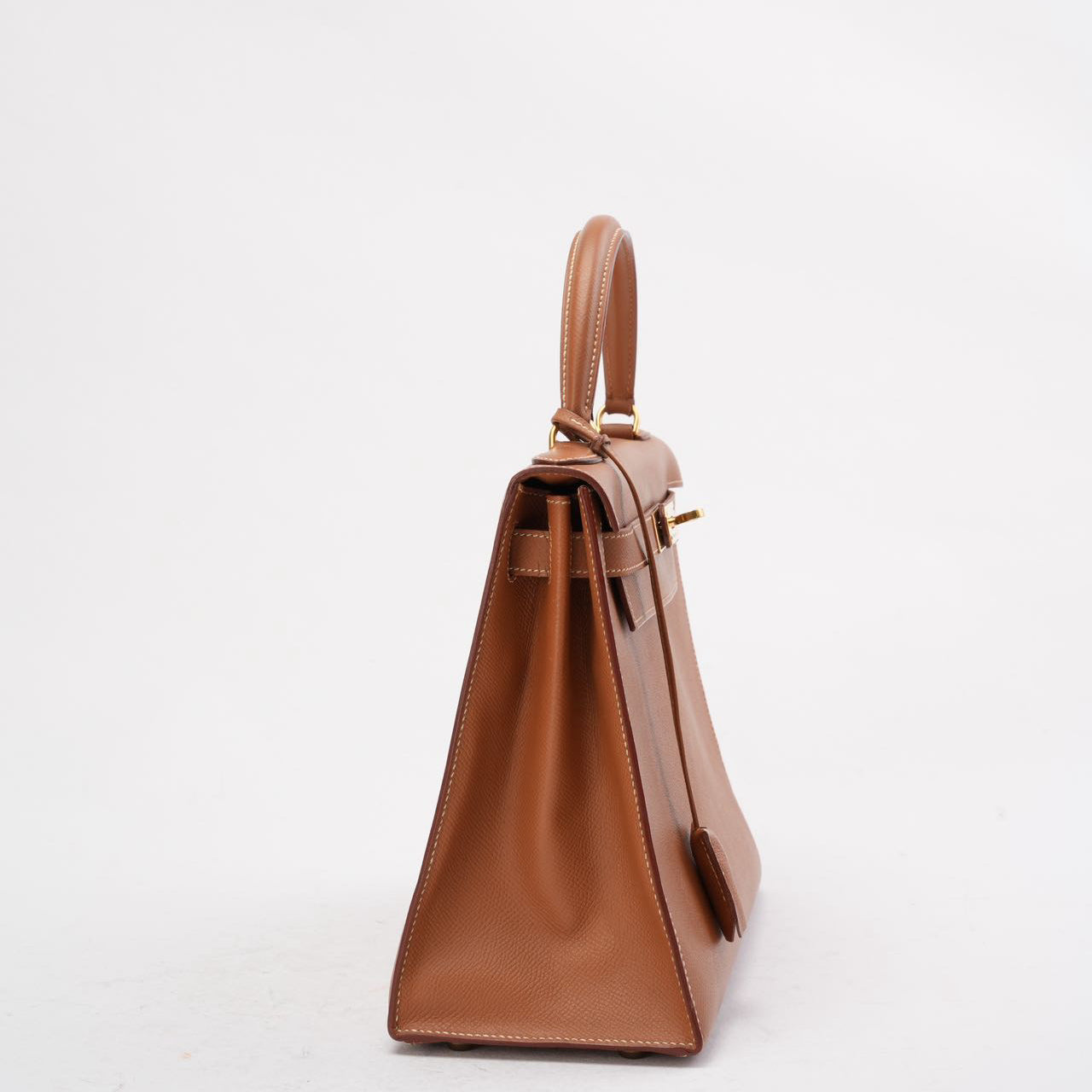 Hermès Vintage Gold Kelly Sellier 28 Epsom N Circle 1984