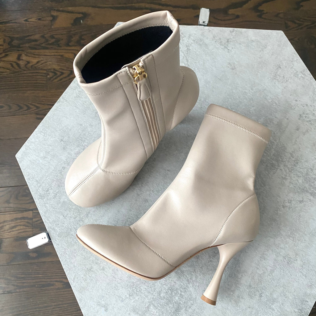 Gianvito Rossi Beige Stretch Leather Ankle Boot - 37