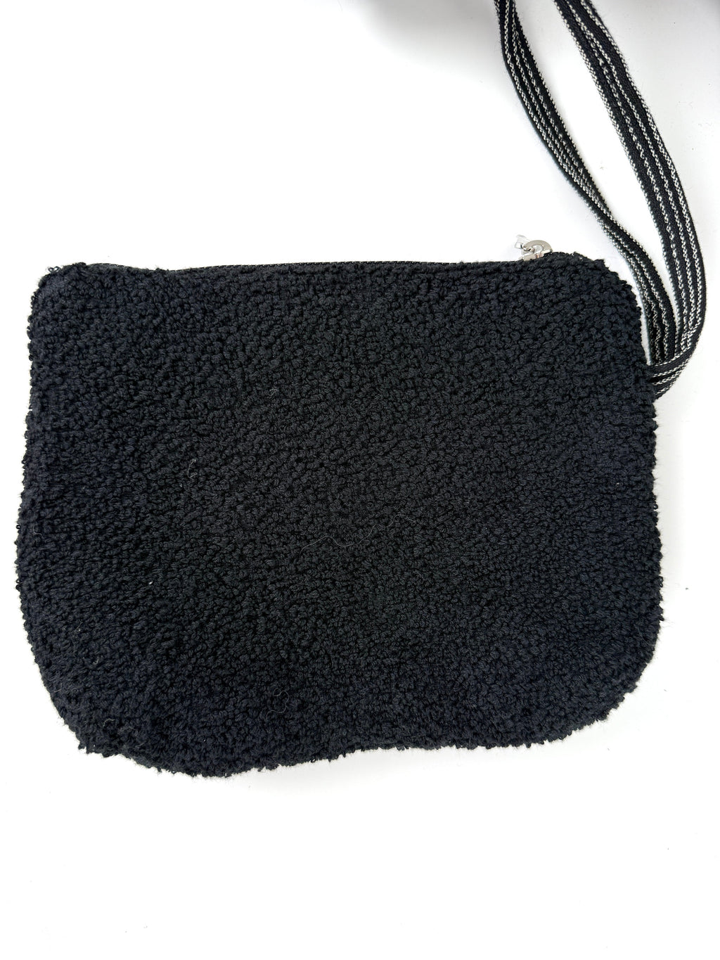 CHANEL Terry Cotton Fringe CC Logo Black Ecru Beach Shopping Tote with Pouch and Towel