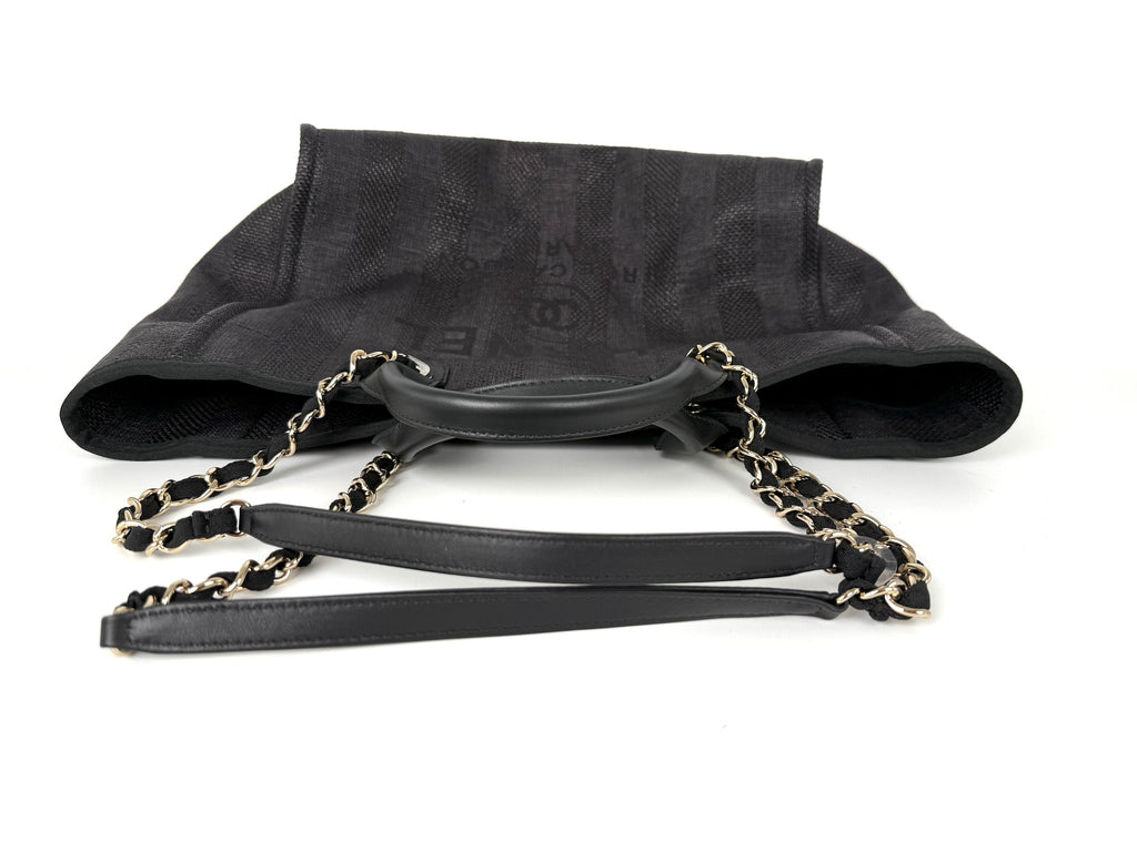 CHANEL Deauville Straw Raffia Black Large Shopping Tote