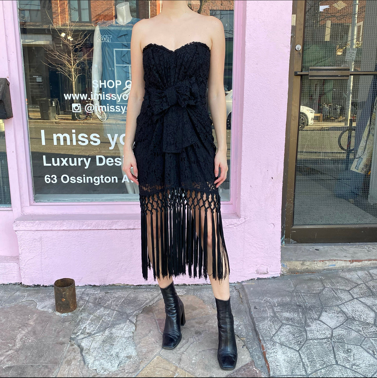 Dolce & Gabbana Black Strapless Lace Fringe Cocktail Dress – IT42 / USA 6