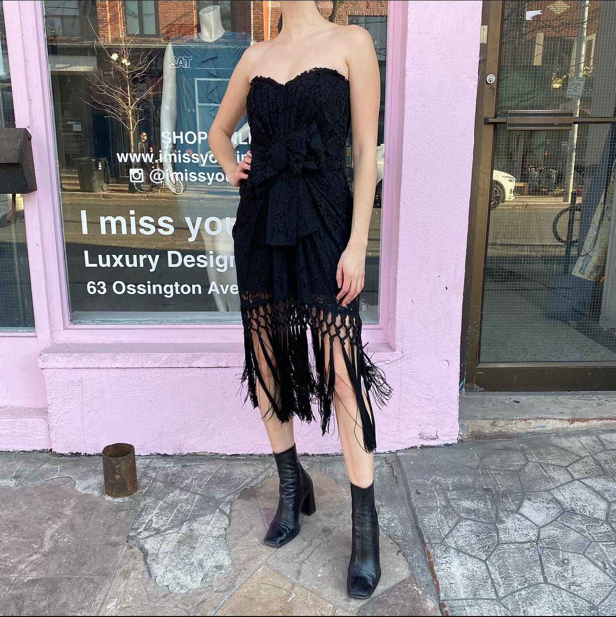 Dolce & Gabbana Black Strapless Lace Fringe Cocktail Dress – IT42 / USA 6