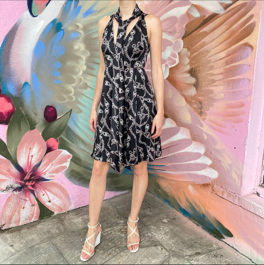 Celine Silk Logo Pattern Sleeveless Dress - 2 / XS
