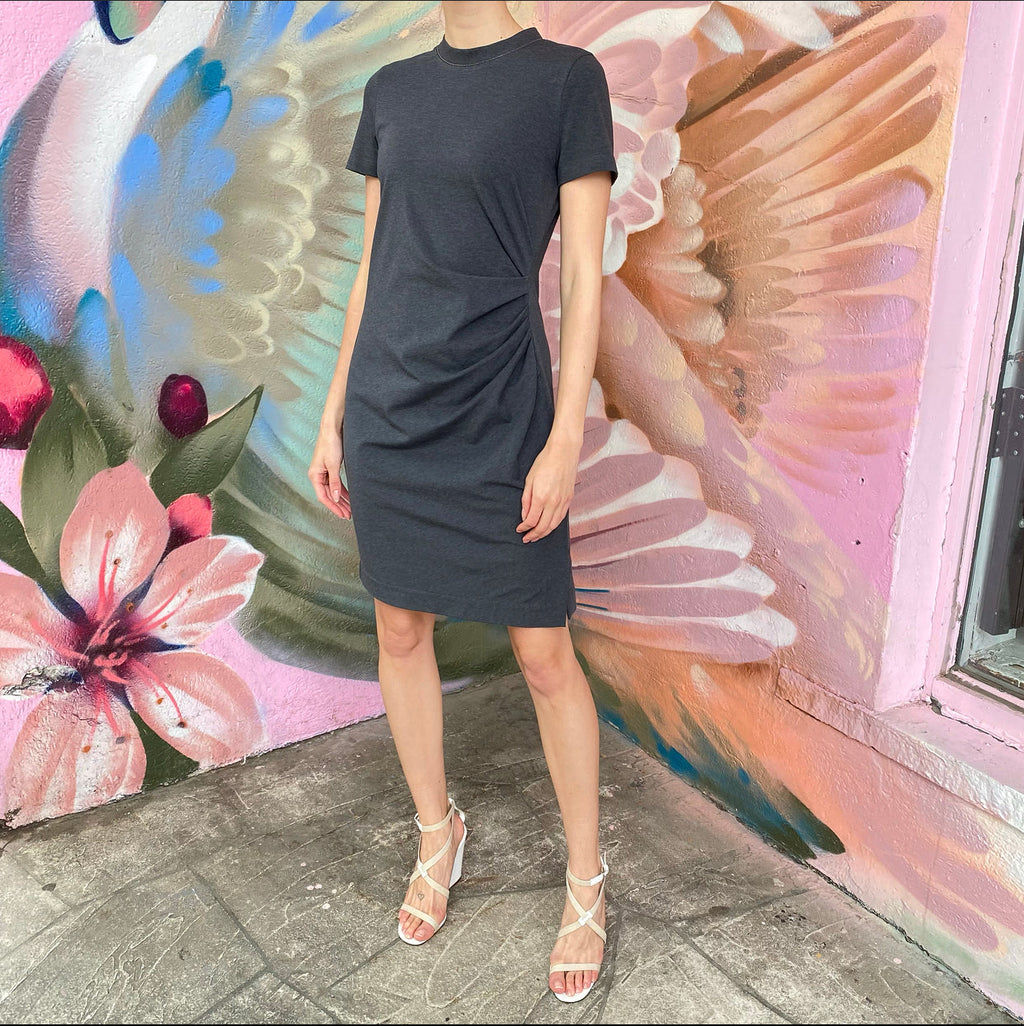 Brunello Cucinelli Grey Jersey Short Sleeve Dress - S / 6