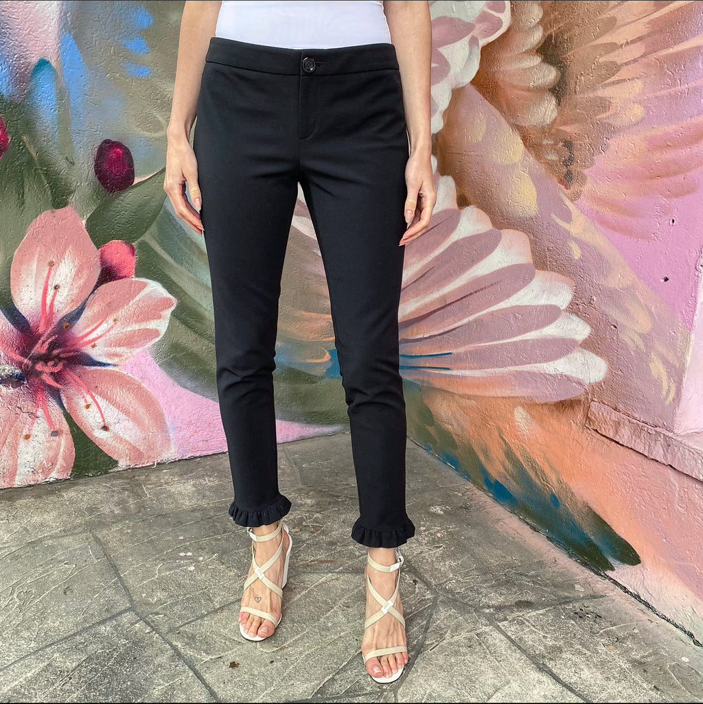Gucci Black Ruffle Hem Slim Trousers - IT42 / USA 6
