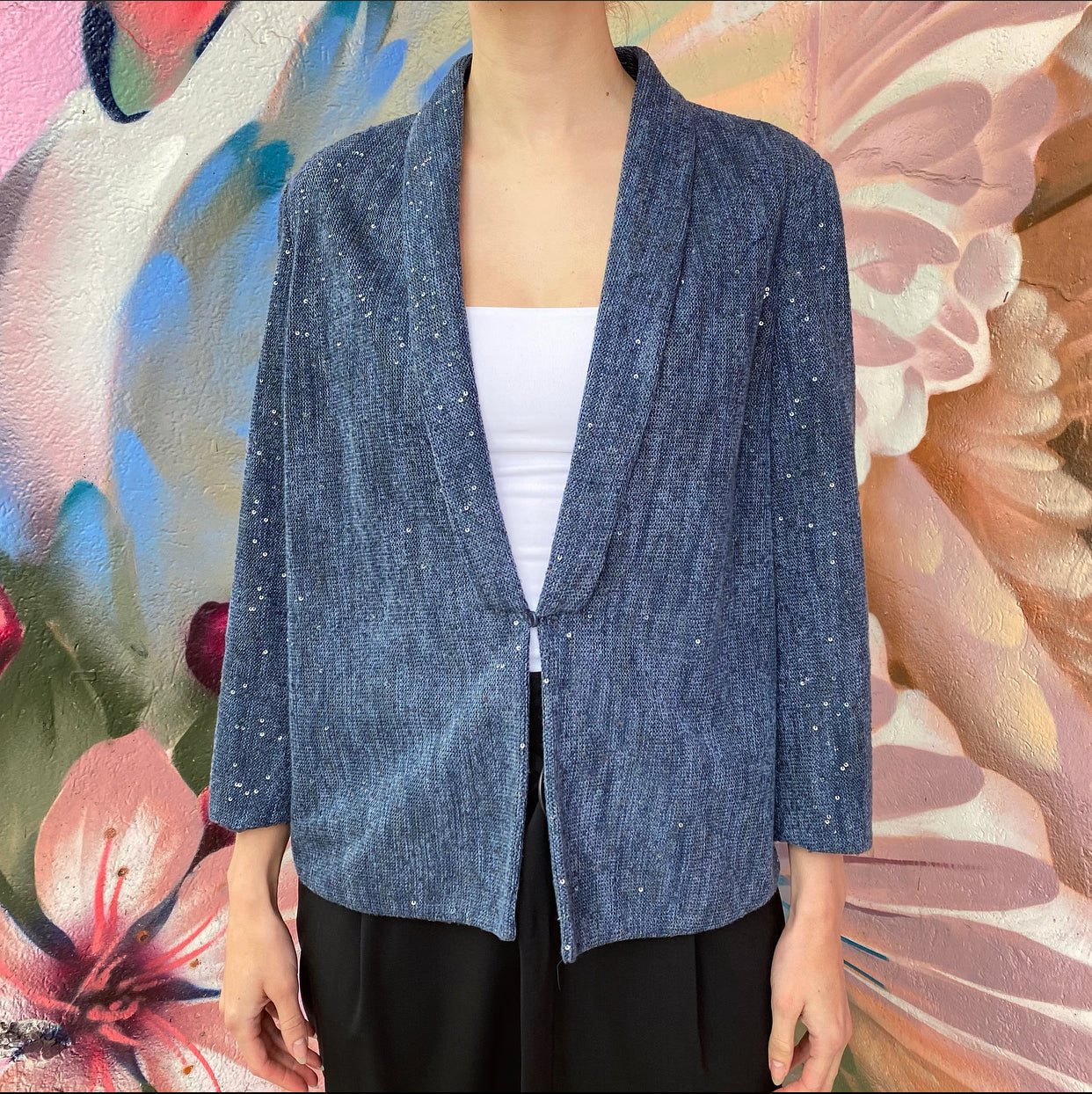 Brunello Cucinelli Navy Sequin Blazer Jacket - L