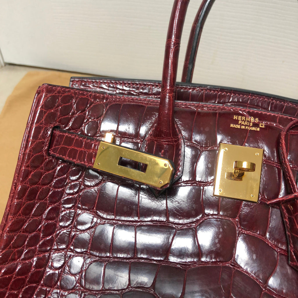 Hermes Vintage 2001 Bordeaux Alligator Birkin 30 GHW