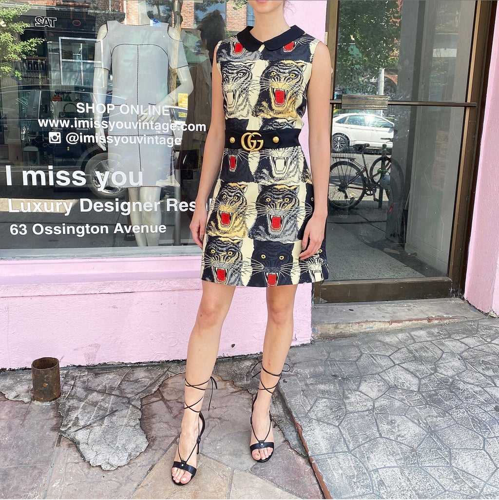 Gucci Tiger Head Design GG Marmont Sleeveless Dress - IT44 / 8 / 10