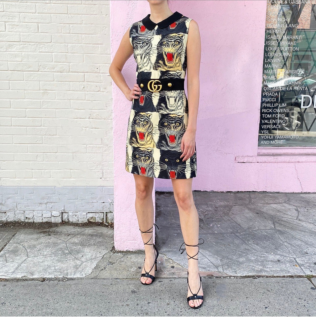 Gucci Tiger Head Design GG Marmont Sleeveless Dress - IT44 / 8 / 10