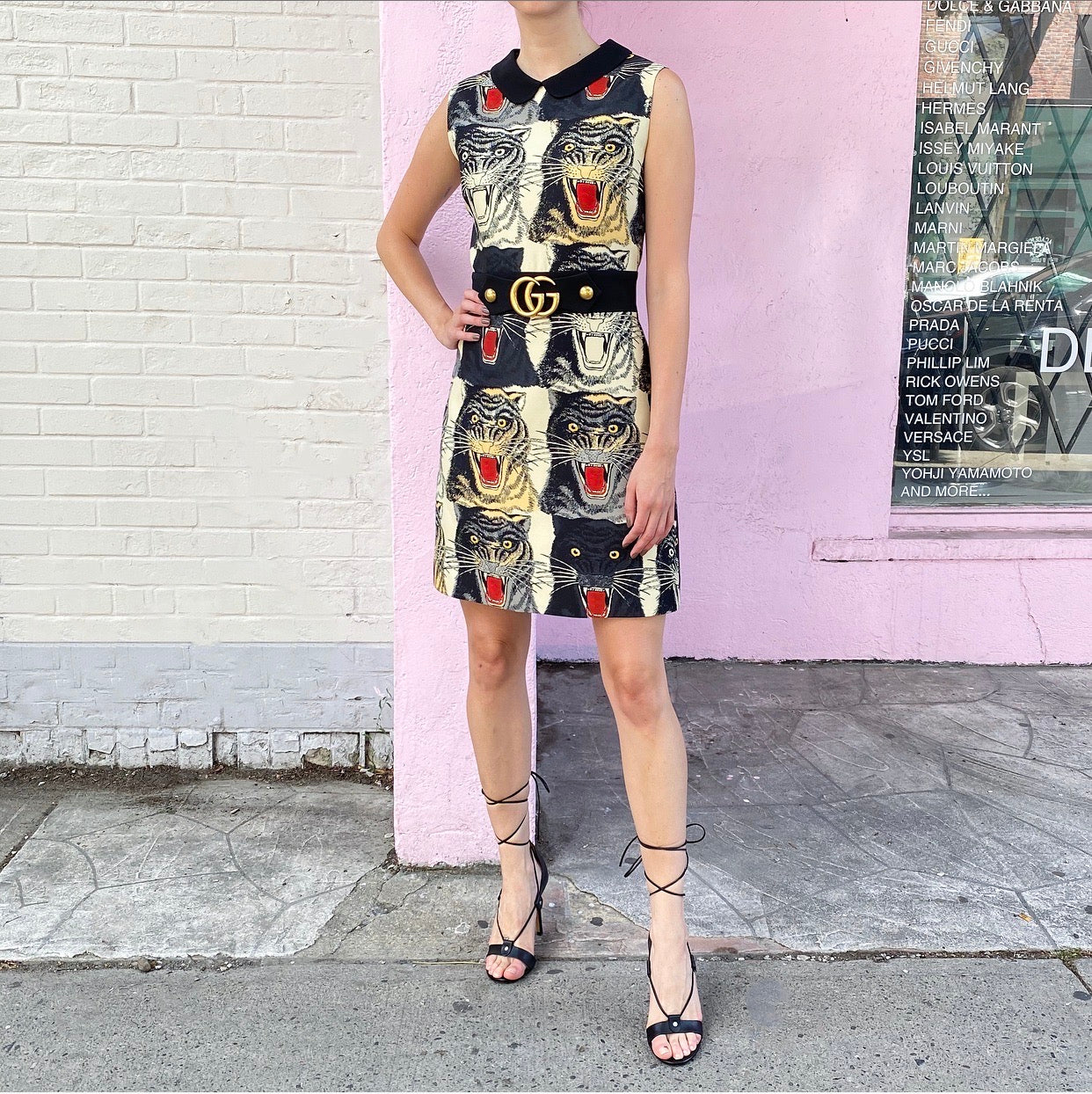 Gucci Tiger Head Design GG Marmont Sleeveless Dress - IT44 / 8 / 10