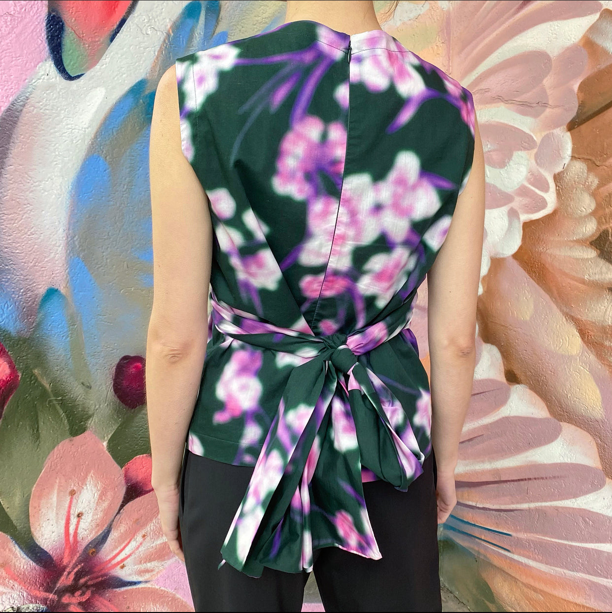 Dries van Noten Green and Purple Wrap Sash Top - M (6/8)