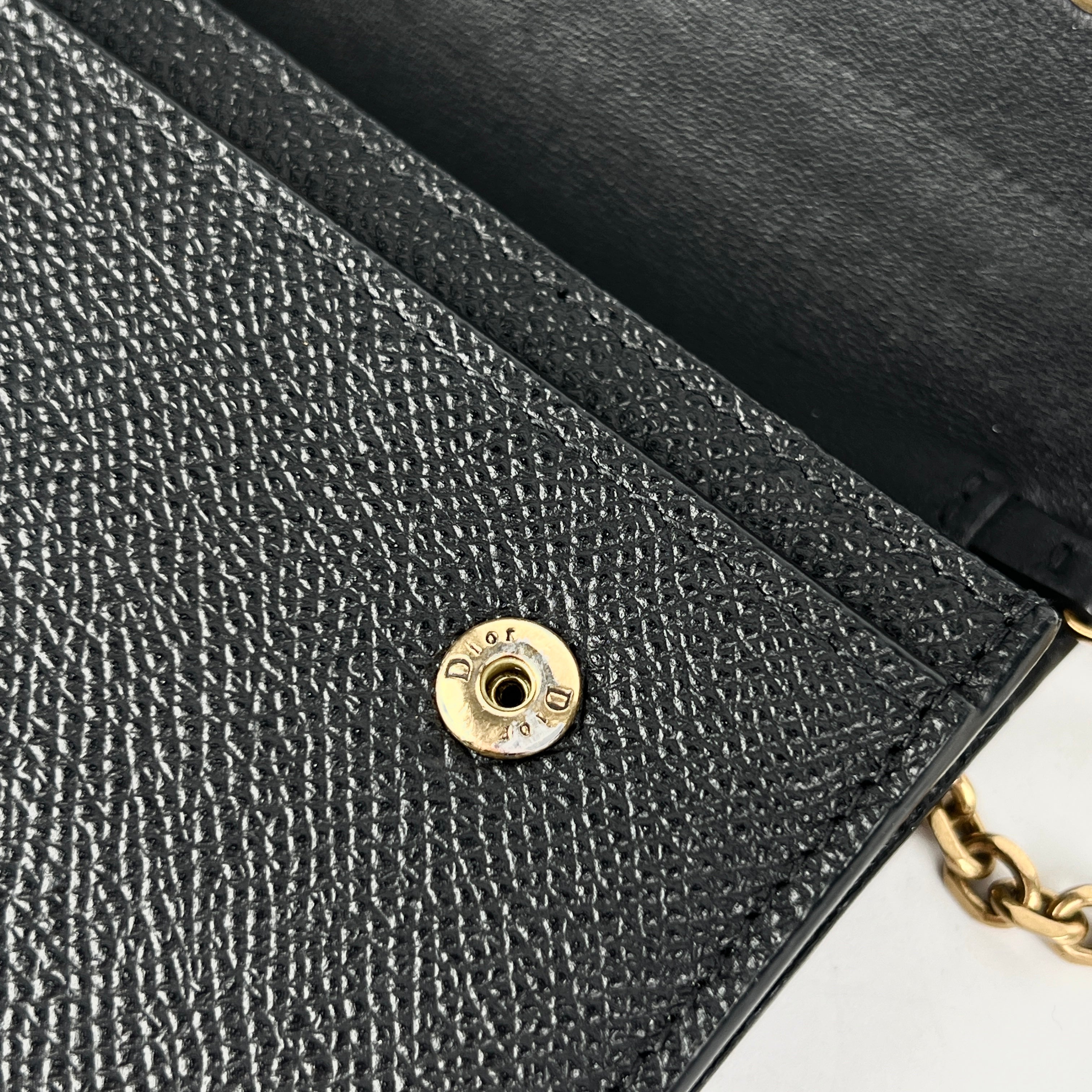 Christian Dior Long Saddle Wallet On Chain WOC Black