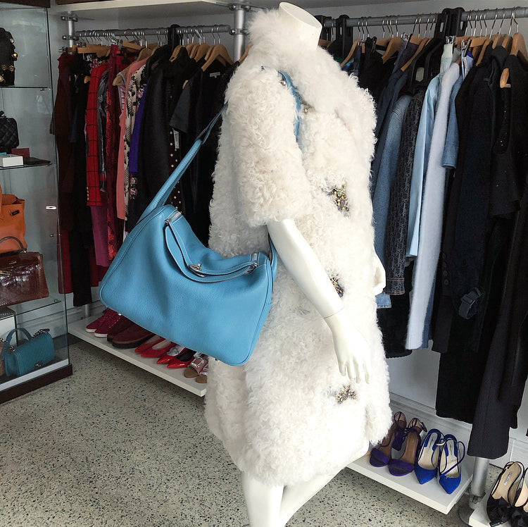 Hermes Lindy 34 Blue Jean Clemence Bag