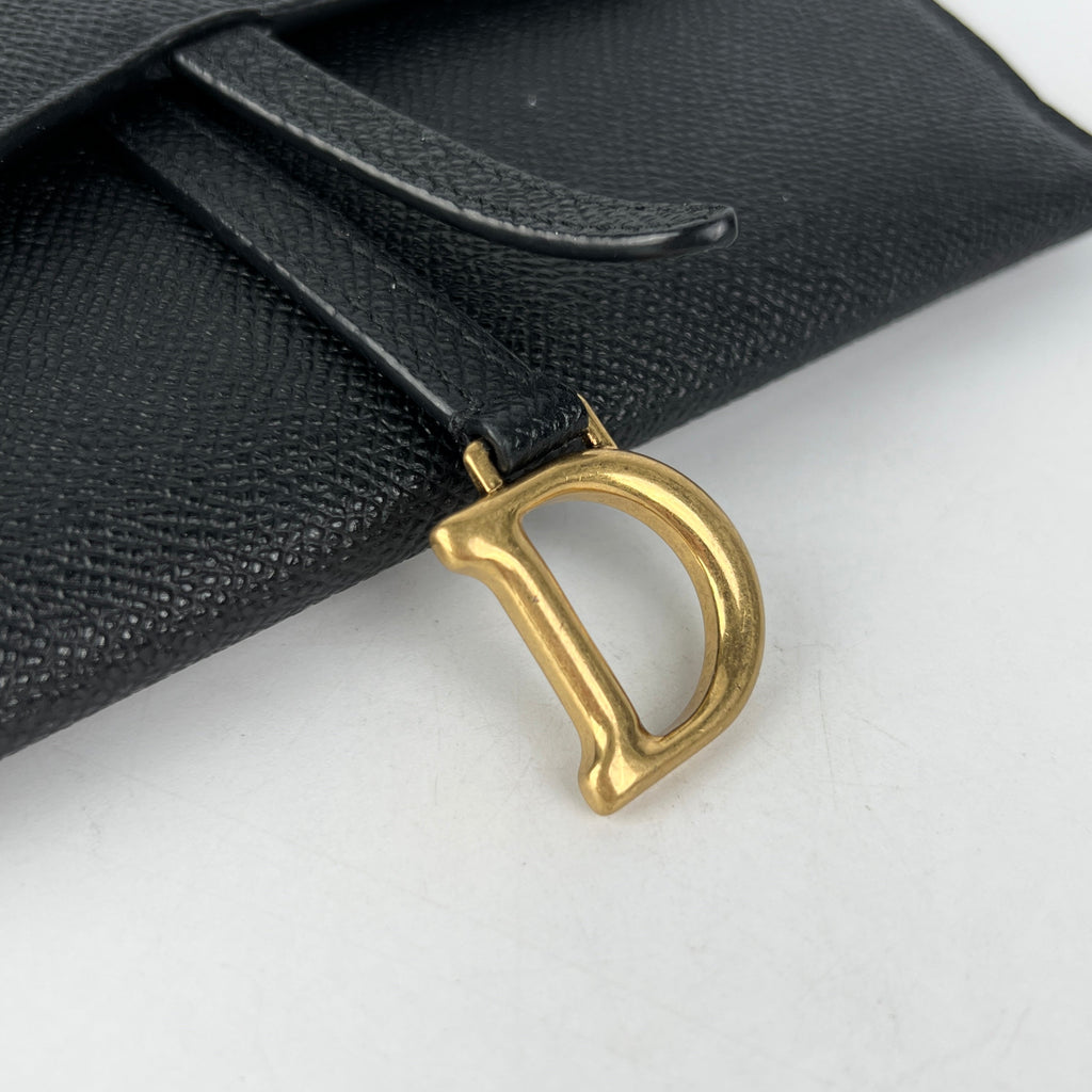 Christian Dior Long Saddle Wallet On Chain WOC Black