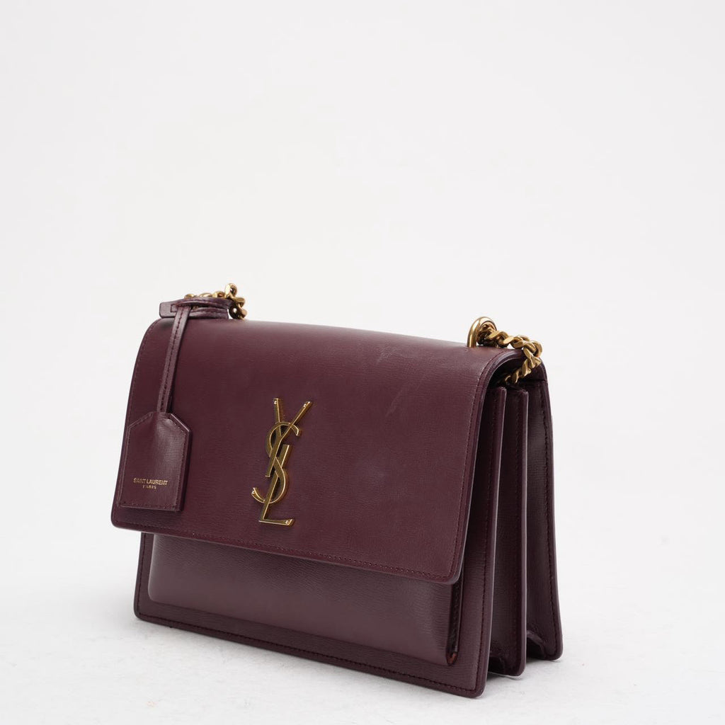 Saint Laurent Medium Burgundy Sunset Box Leder