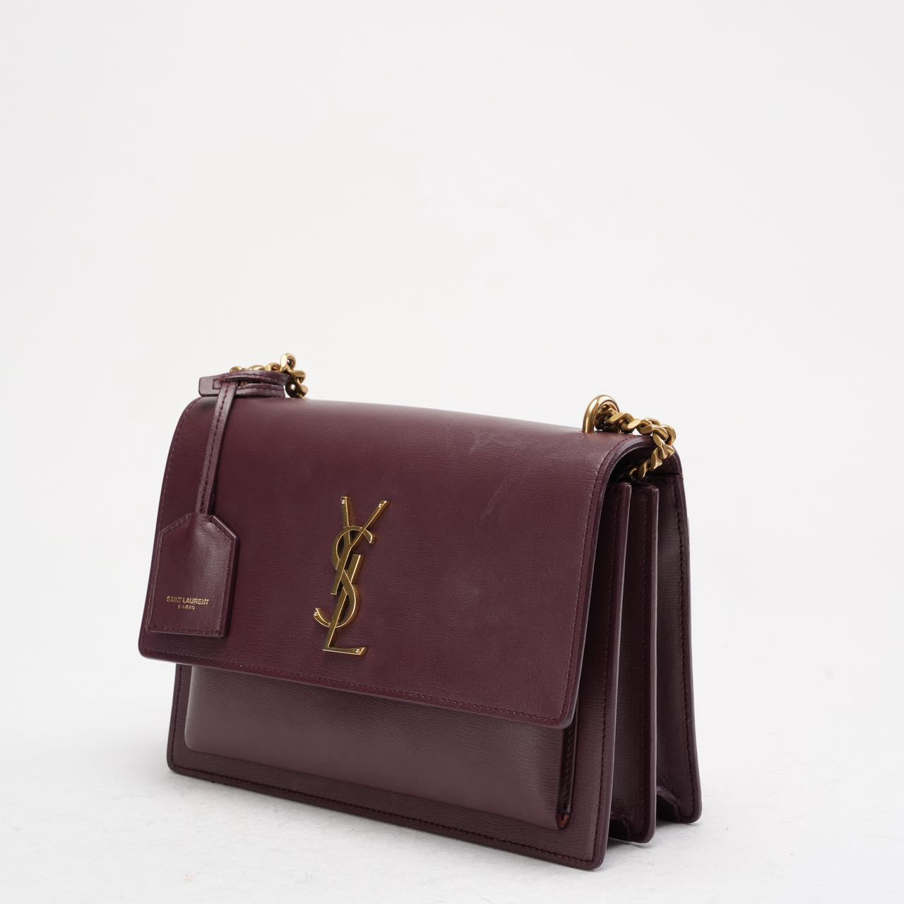 Saint Laurent Medium Burgundy Sunset Box Leder
