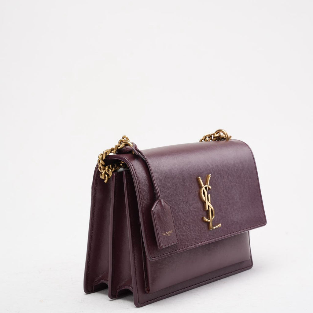 Saint Laurent Medium Burgundy Sunset Box Leder