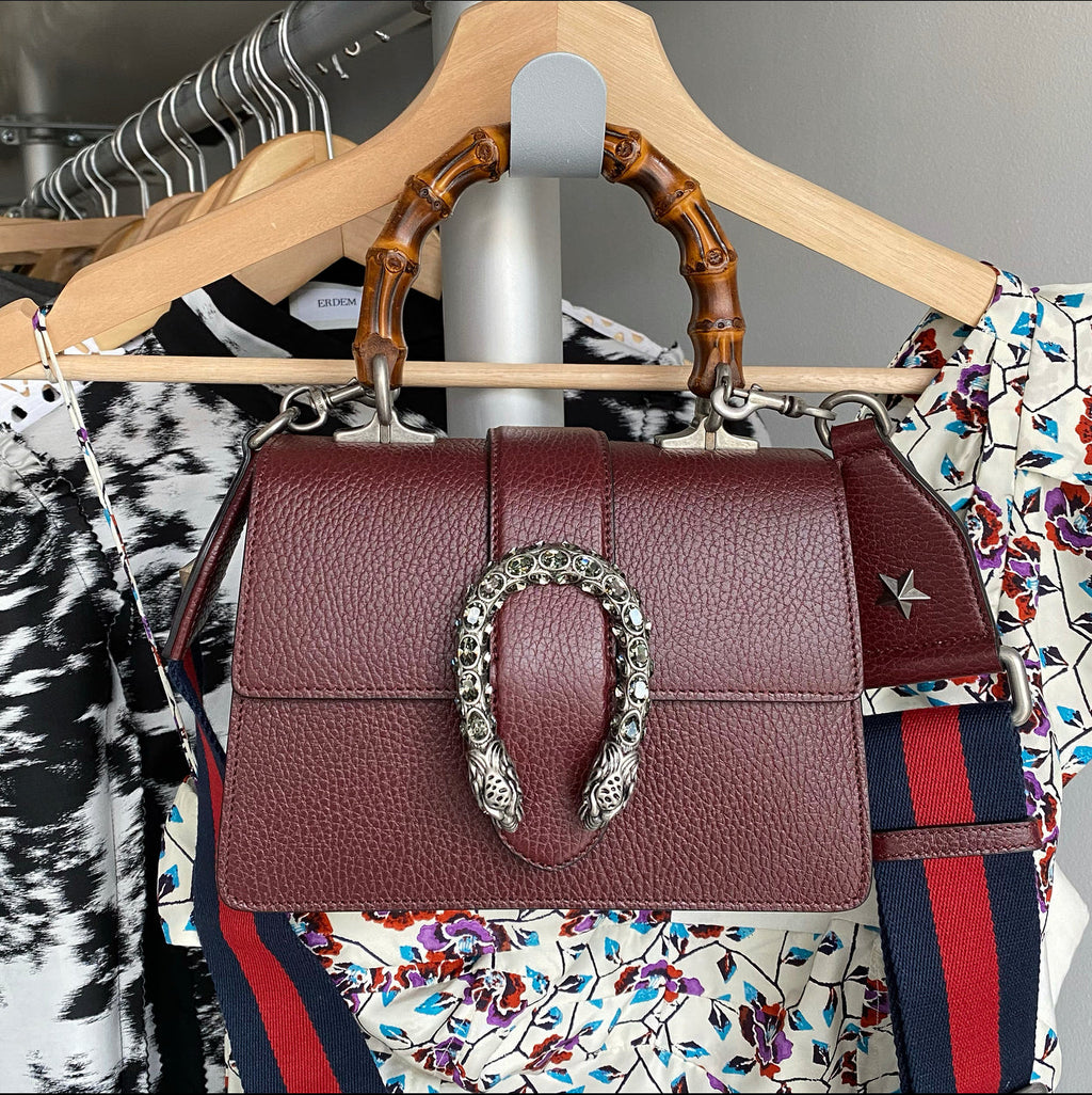 Gucci Burgundy Dionysus Bamboo Mini Web Strap Bag