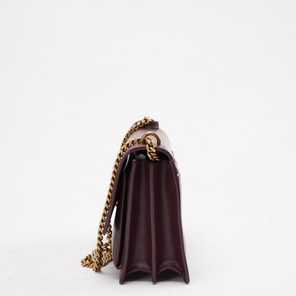 Saint Laurent Medium Burgundy Sunset Box Leder