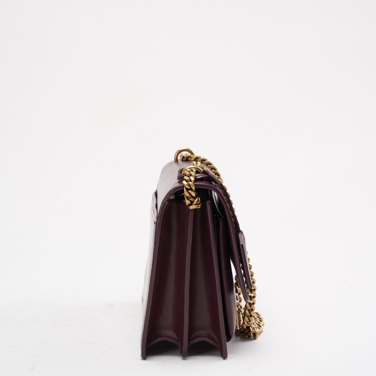 Saint Laurent Medium Burgundy Sunset Box Leder