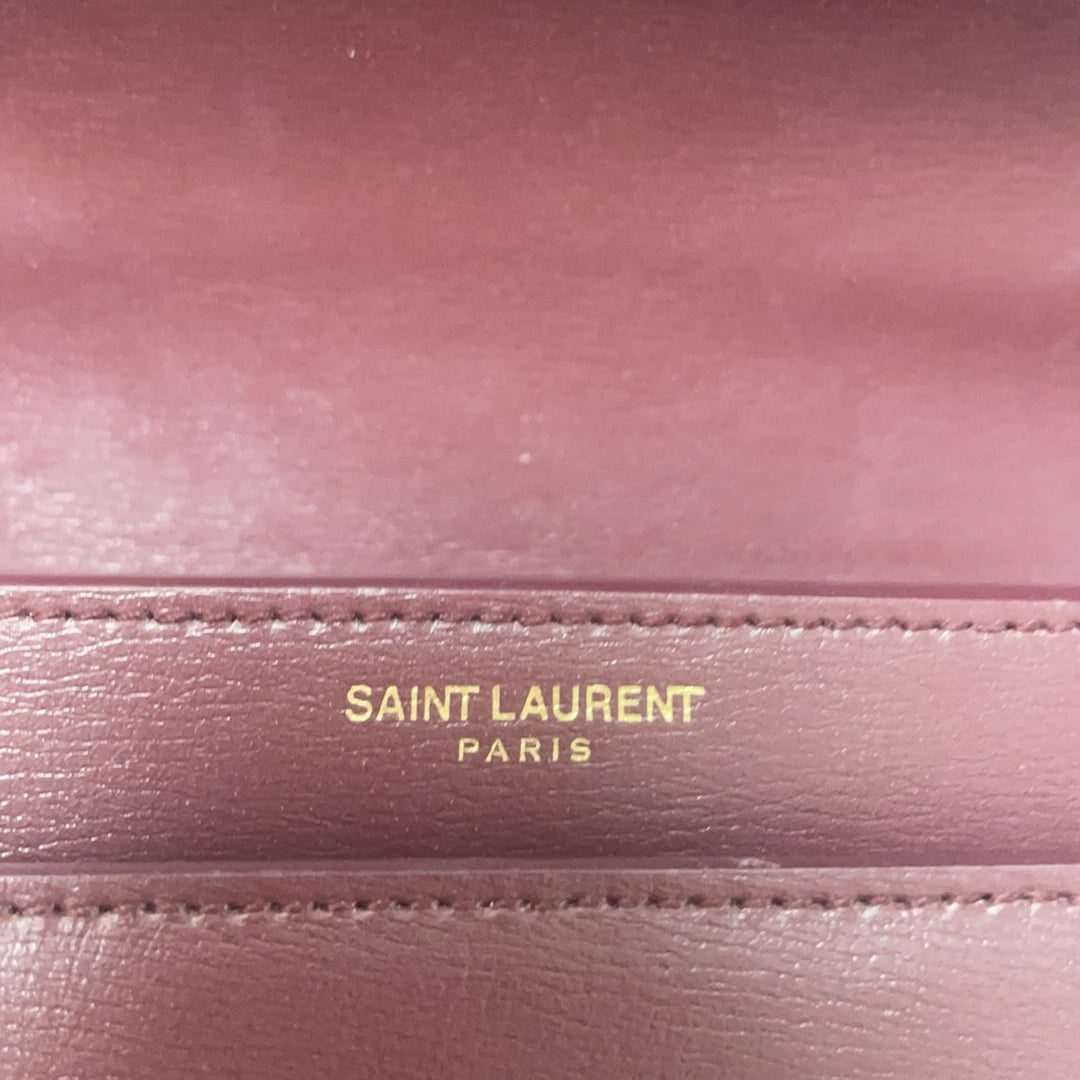 Saint Laurent Medium Burgundy Sunset Box Leder