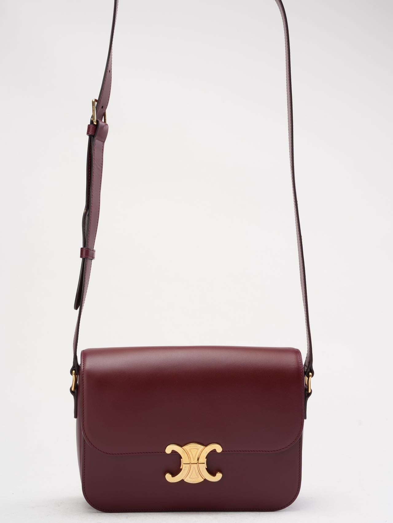 Celine Burgundy Triomphe Crossbody Small Calfskin 2019