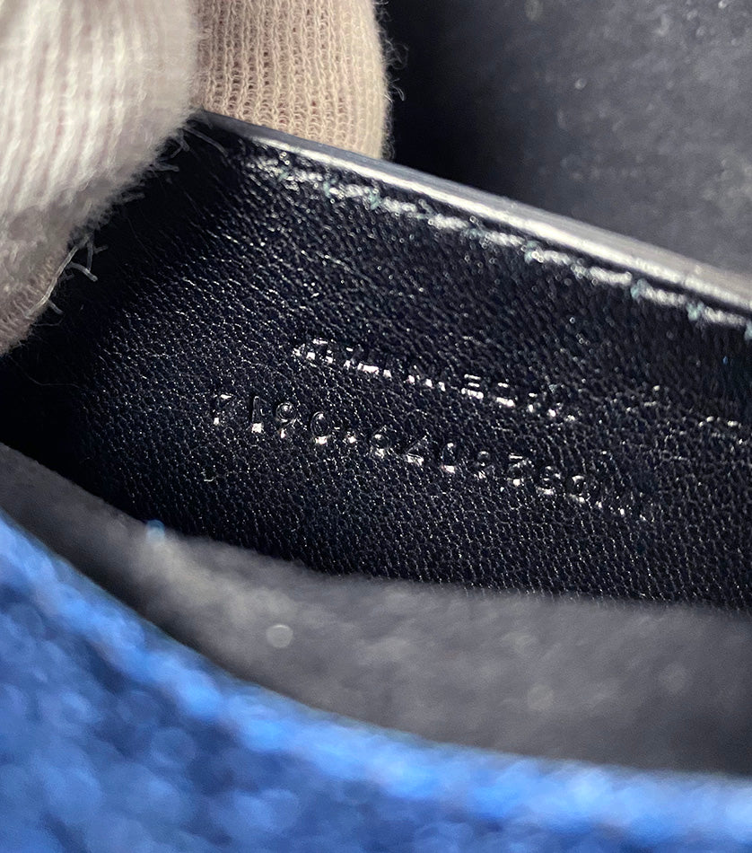 Saint Laurent Metallic Blue Cassandre Clutch Bag