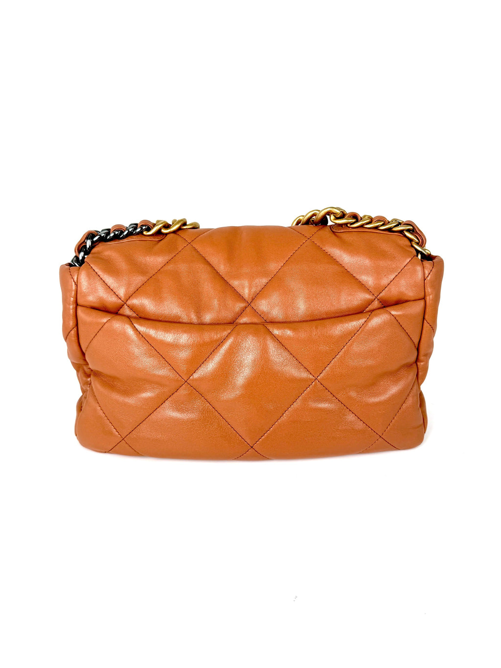 CHANEL 19 2021 Large Brown Quilted Gold Hardware Flap Bag