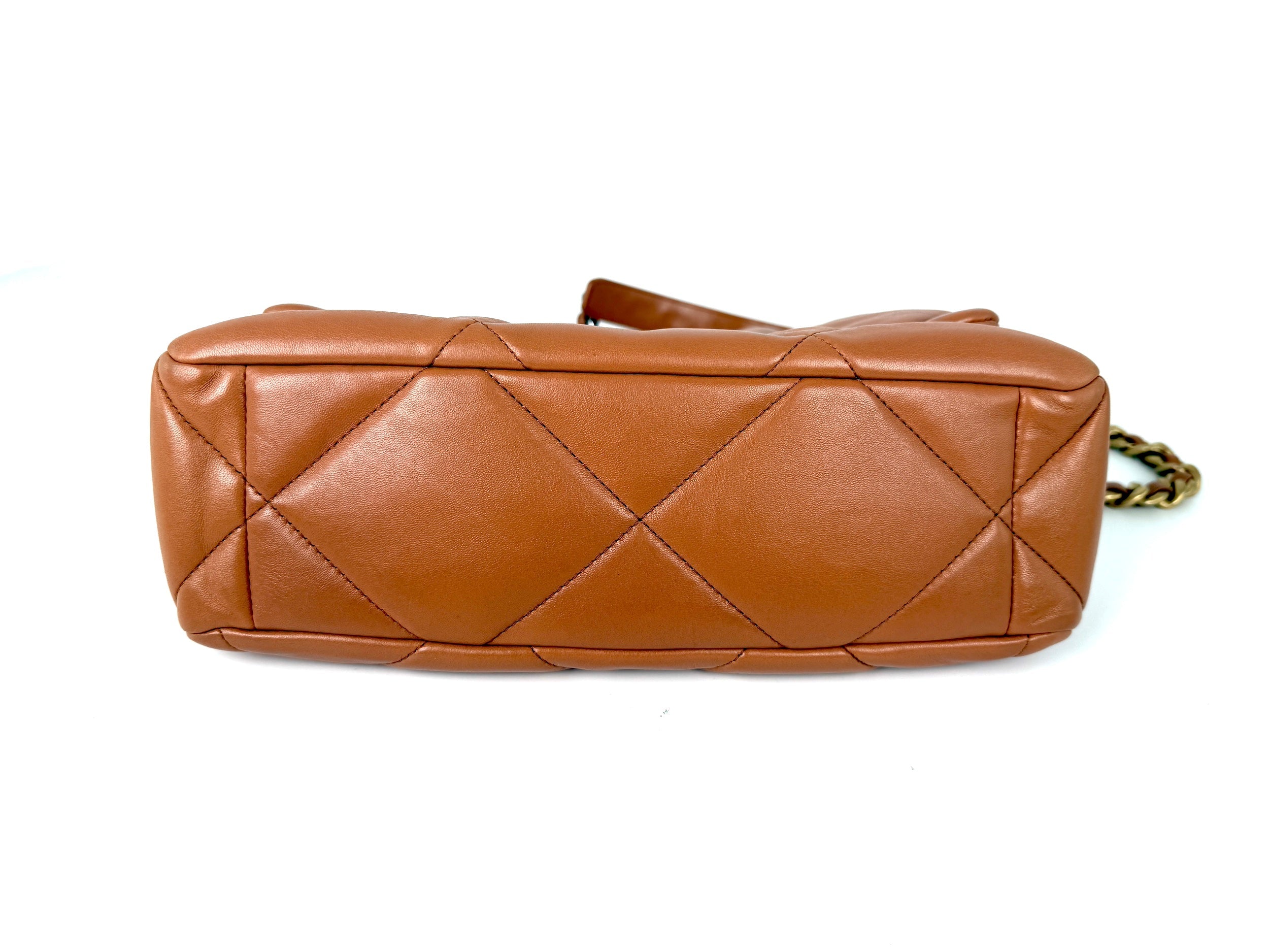 CHANEL 19 2021 Large Brown Quilted Gold Hardware Flap Bag
