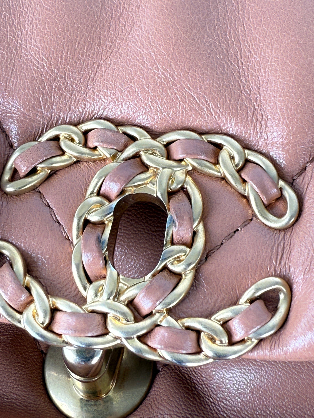 CHANEL 19 2021 Large Brown Quilted Gold Hardware Flap Bag