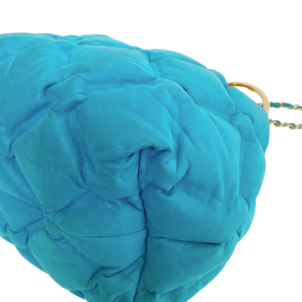 CHANEL BUCKET BAG IN TURQUOISE BLUE