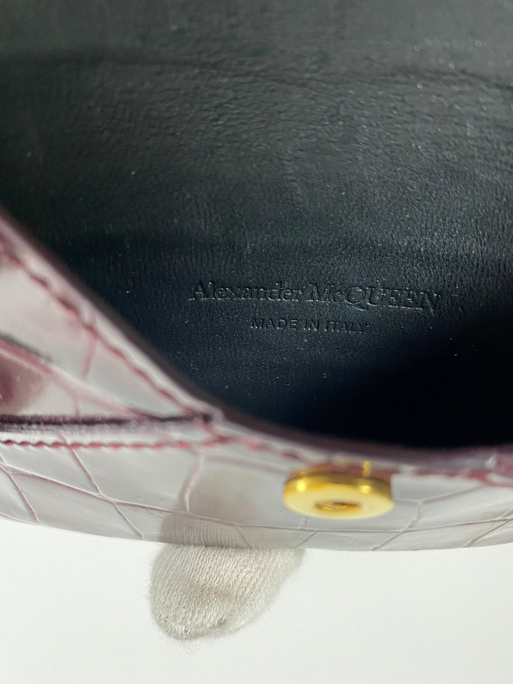 Alexander McQueen Burgundy Embossed Coin Wallet