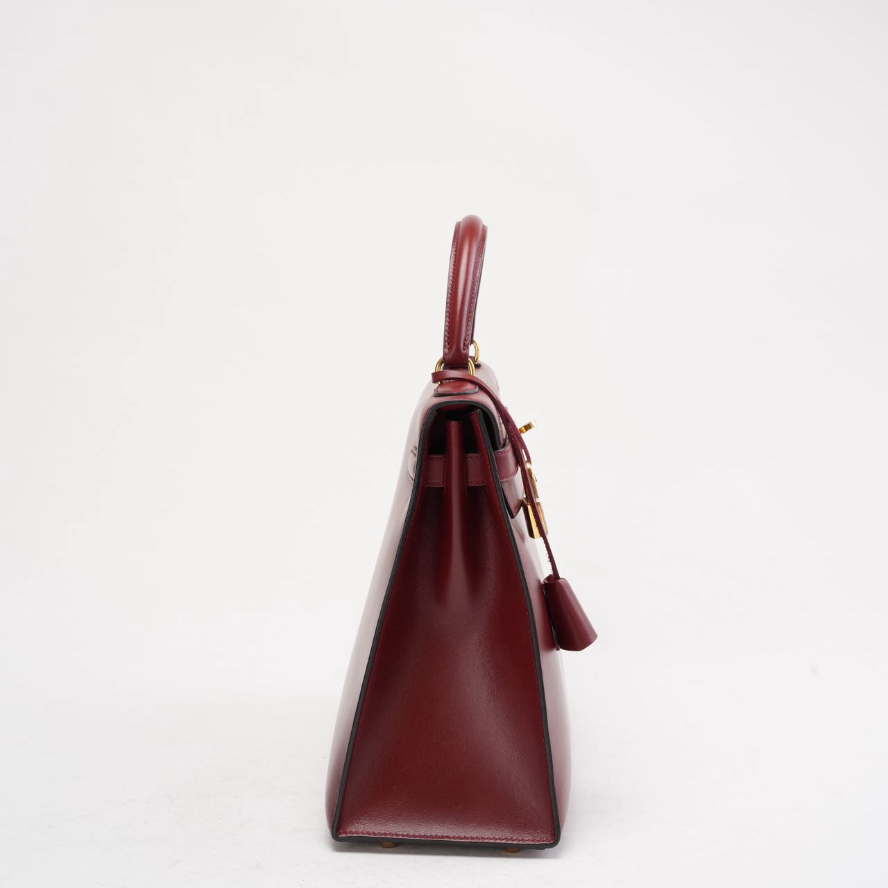 Hermes Vintgae Kelly 32 Burgundy Red Box Leather 1993