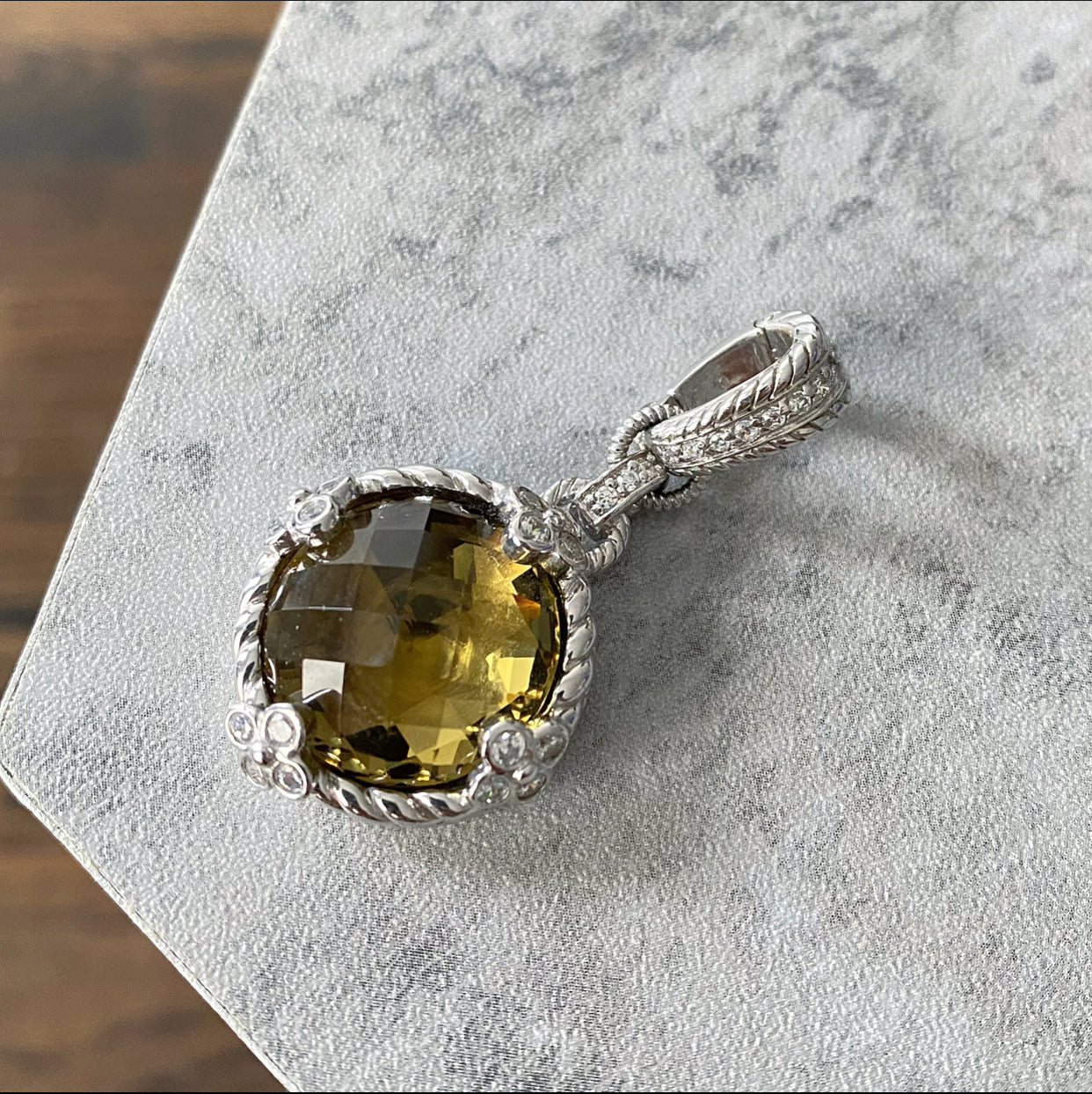 Judith Ripka Sterling Silver Cubic Citrine Pendant