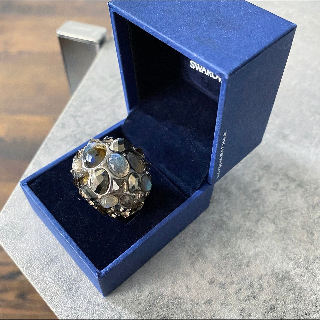 Swarovski Labradorite Domed Statement Costume Ring - 8.25