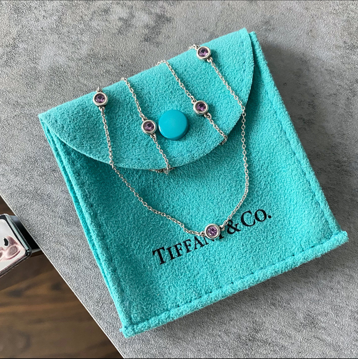 Tiffany & Co. Elsa Peretti Color by the Yard 5 Station Pink Sapphire Necklace
