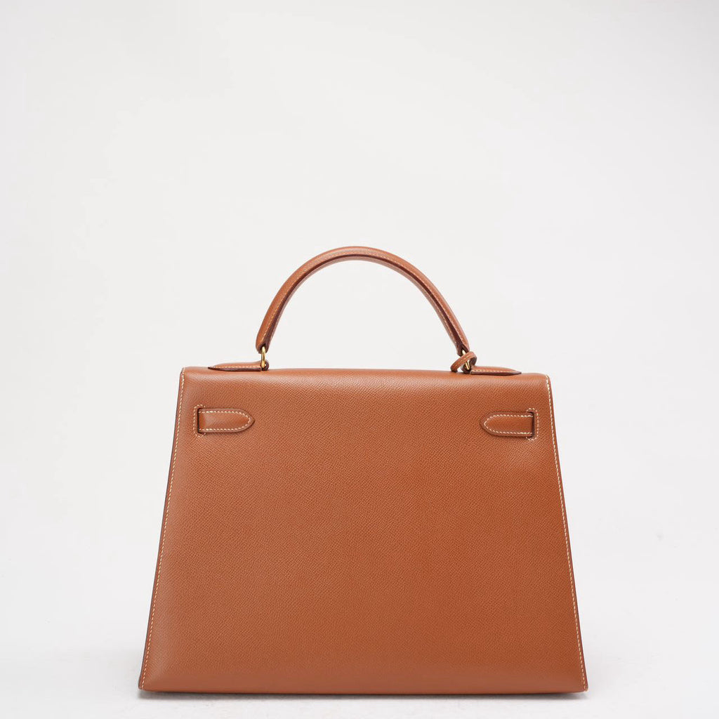 Hermès Vintage Gold Kelly Sellier 32 Epsom Y Circle 1995